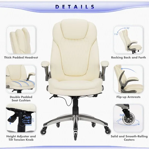 Miniatura 6 de Silla de oficina ejecutiva, silla ergonómica de escritorio para computadora con ruedas mejoradas para giratoria, silla de oficina con respaldo alto