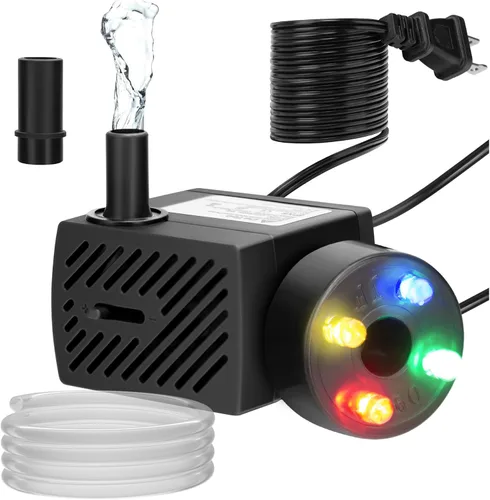 Miniatura 10 de DaToo Mini bomba de agua sumergible con luz LED 50gph 3W pequeña bomba de agua ultra silenciosa con tubo para acuario tanque de peces estanque al