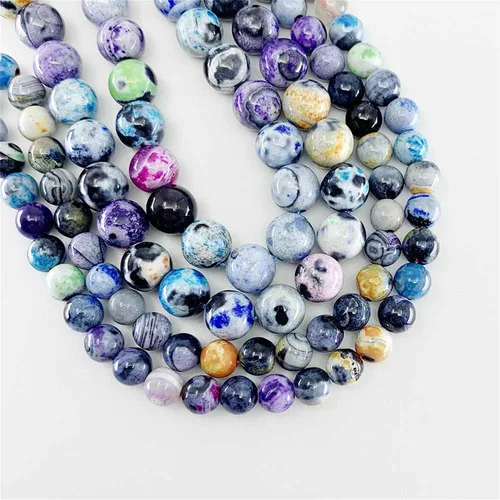 Miniatura 9 de 4 6 8 10 0.472 in cuentas de piedras preciosas naturales redondas de piedra suelta para bricolaje pulsera, collar, pendientes, joyería artesanía Azul