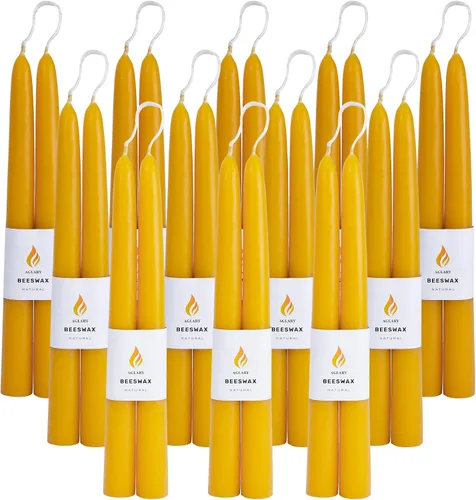 Miniatura 10 de 8 velas cónicas de cera de abeja, velas naturales hechas a mano de 9 pulgadas, sin goteo y sin humo, 9 horas de tiempo de combustión crudo