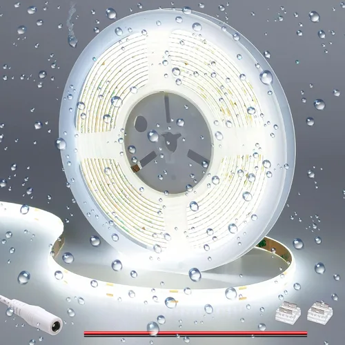 Miniatura 9 de GOMING Tira de luz LED COB DC de 12 V, blanco cálido, 3000 K, IP65, impermeable, 16.4 pies (16.4 ft), 1560 LEDs CRI 93+, brillo uniforme, cinta