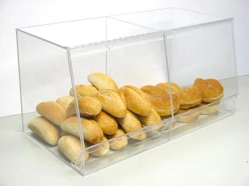 Miniatura 4 de RCS Plastics Vitrina de almacenamiento de pan a granel, 2 contenedores para tiendas de delicatessen o tiendas de conveniencia, panadería, sándwich