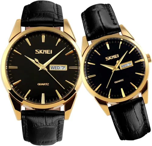 SKMEI Par de relojes para parejas, hombres y mujeres, para él y para ella, juego de relojes para esposo, esposa, San Valentín, reloj de pulsera a