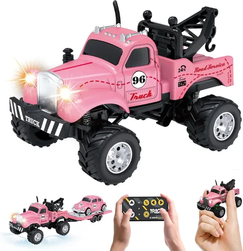 Miniatura 10 de MOONTOY Camión Mini de Aleación RC de Escala 1:64 con Luces LED, Coche de Juguete de Control Remoto y App de 2.4Ghz, Coche de Bolsillo de 3 Azul