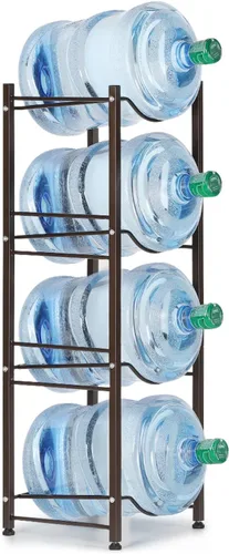 HAITRAL Soporte para jarra de agua, 4 niveles, resistente para botellas de agua, color negro y marrón Marrón oscuro