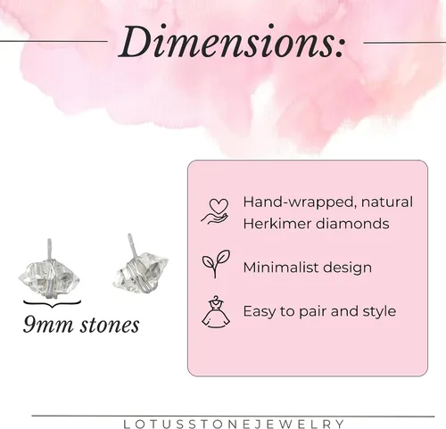 Miniatura 4 de Herkimer Diamond Stud Earrings in solid 14K, Sterling Silver, Gold Fill, or Rose Gold Fill by Lotus Stone Jewelry
