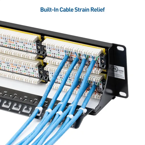 Miniatura 2 de Cable Matters - Panel de conexión de 48 puertos para montaje en rack o montaje en pared de 19 pulgadas con barra de soporte, panel de conexión