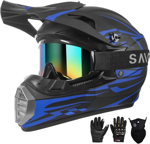 Miniatura 9 de Casco de Motocross Aprobado por DOT para Jóvenes/Niños - Casco Ultraligero de Cara Completa para Bicicleta de Tierra/ATV con Gafas, Guantes