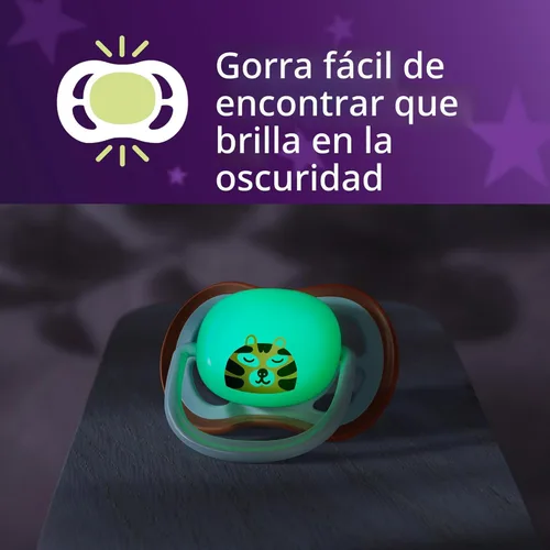 Miniatura 4 de Philips Avent Ultra Air Chupetes nocturnos – Diseño ortodóntico, para bebés de 0 a 6 meses, brillan en la oscuridad, pezón simétrico de silicona Azul