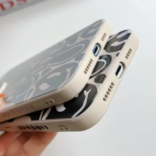 Miniatura 4 de Bonita funda para teléfono compatible con iPhone 13 Pro Max, fundas de silicona líquida, diseño femenino de caricaturas, goma de gel suave de negro