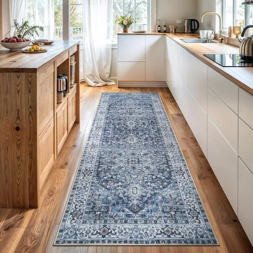 Miniatura 32 de Bloom Rugs Alfombra lavable antideslizante de 2 x 3 pies, color azul/verde/mandarina, alfombra tradicional oriental para sala de estar, dormitorio