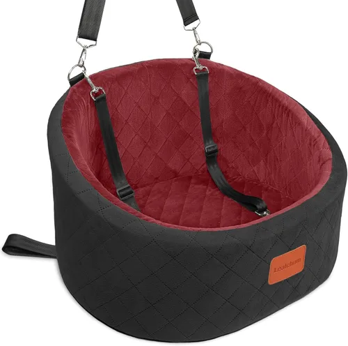 Miniatura 11 de Lealchum Asiento de automóvil para perros pequeños de hasta 30 libras, relleno de tela ultra suave en espuma viscoelástica cómoda, paseo feliz