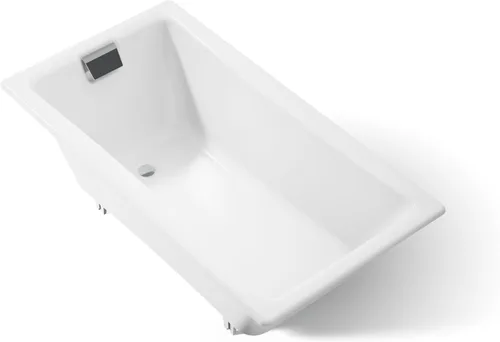 KOHLER 850-0 Tea-for-Two - Bañera de hierro fundido de 60 x 32 pulgadas, para alcoba o empotrada, diseño espacioso, superficie antideslizante de