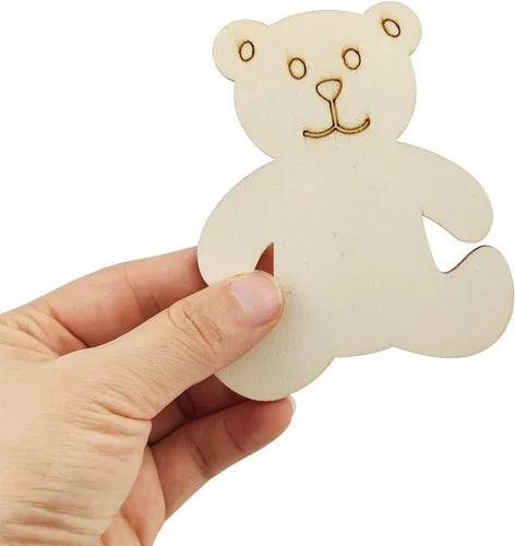 Miniatura 3 de Paquete de 32 adornos colgantes de oso de madera sin acabar, para manualidades, regalo para Acción de Gracias, Navidad, hogar, fiesta, decoración