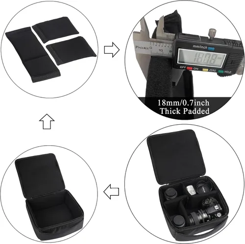 Miniatura 4 de Bolsa de inserción de cámara resistente al agua Estuche para cámara DSLR SLR Versión mejorada y estuche de transporte para almacenamiento de lentes