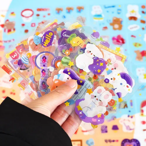 Miniatura 4 de Lindo juego de calcomanías – 100 hojas de calcomanías decorativas de animales Kawaii para álbum de recortes para planificador de diario de viñetas