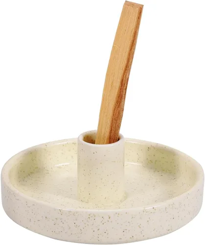Soporte Palo Santo, quemador de incienso de cerámica para madera de Palo Santo o palo de incienso perfumado, color beige Amarillo