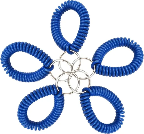 Miniatura 31 de Lucky Line - Resorte de muñeca en espiral de 2 pulgadas de diámetro con llavero de acero, multicolor, pulsera flexible para muñeca, se estira hasta