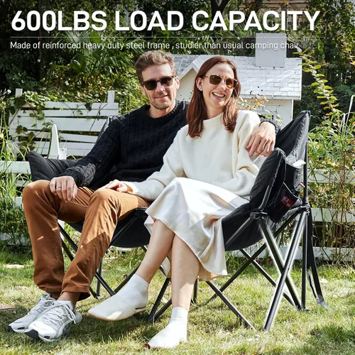 Miniatura 5 de EVER ADVANCED Silla de Campamento Doble para Adultos, Banco Loveseat de Campamento Plegable Acolchado con Bolsillo Lateral Sofá de Campamento