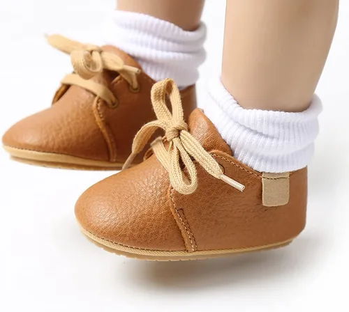 Miniatura 3 de QWZban Zapatos de bebé para niños y niñas, zapatillas de deporte con suela de goma antideslizante, para cuna de bebé, zapatos de vestir