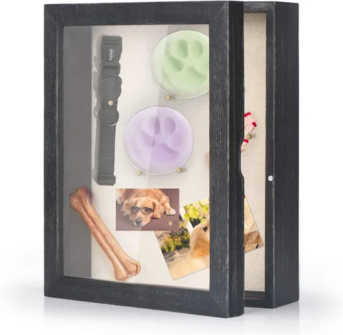 Love-KANKEI Marco de caja de sombra de 8 x 10 pulgadas, vitrina con parte trasera de lino, recuerdos de premios, medallas, fotos, caja de memoria,