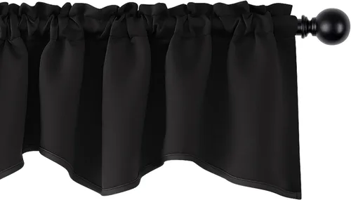 Miniatura 14 de Cenefas Deconovo festoneadas para cortinas pequeñas para oscurecimiento con barra de cortina sólida