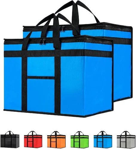 Miniatura 35 de Bolsa de enfriador XXL aislada y calentador de alimentos de NZ home para entrega y compras de comestibles con cremallera superior, color rojo