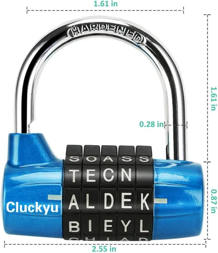 Miniatura 6 de Candado de bloqueo para gimnasio, 5 letras de aleación resistente, candado de seguridad resistente, fácil de configurar tu propio combo reiniciable