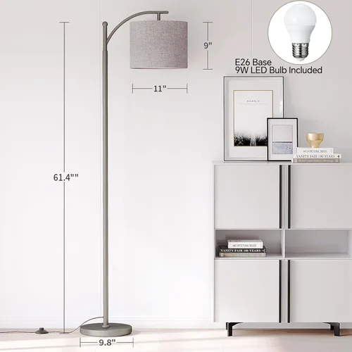 Miniatura 3 de SUNMORY Lámpara de pie de arco, moderna lámpara de pie con bombilla de 9 W y 3 temperaturas de color, lámparas de pie de metal con pantalla colgante