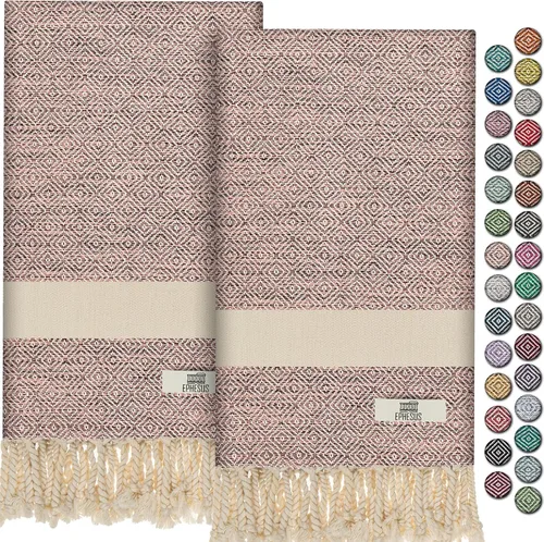Miniatura 18 de EPHESUS TOWELS Toallas de Mano - Juego de 2 18" x 30" - Toalla de Mano Turca Decorativa para Baño, Cocina, Invitados, Cara, Cabello, Té, Paño