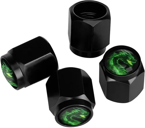 Miniatura 10 de Wolf - Tapones de válvula de neumático con bandera americana, tapas de válvula de neumático de aluminio negro, cubiertas universales