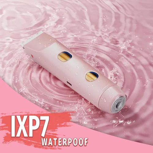 Miniatura 5 de Recortadora de bikini 2 en 1 para mujer, afeitadora de bikini con doble cabeza, depilación corporal y facial, maquinilla de afeitar eléctrica Rosa