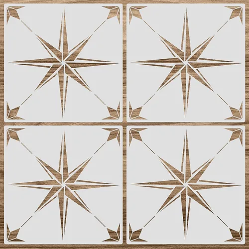 Miniatura 8 de Zonon 4 Piezas Plantillas de Azulejos Reutilizables para Suelo 12 x 12 Pulgadas Plantillas de Pared Plantillas de Patrón de Azulejos Plantillas
