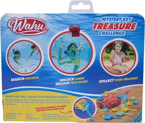 Miniatura 5 de Wahu Mystery Key Treasure Challenge - Juego de juguetes de buceo para niños a partir de 5 años, cofre del tesoro submarino y juego de búsqueda