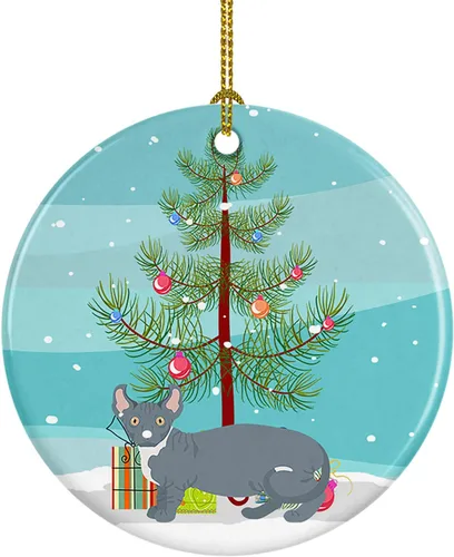 Miniatura 153 de Caroline's Treasures Adorno de cerámica con texto en inglés "Merry Christmas" para colgar en el árbol de Navidad, decoración para el hogar, Navidad