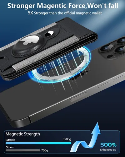 Miniatura 5 de ExtreLife para Cartera Magsafe con Soporte para Airtag, Cartera Magnética para iPhone Serie 17/16/15/14/13/12, Soporte para 9 Tarjetas, Ventana