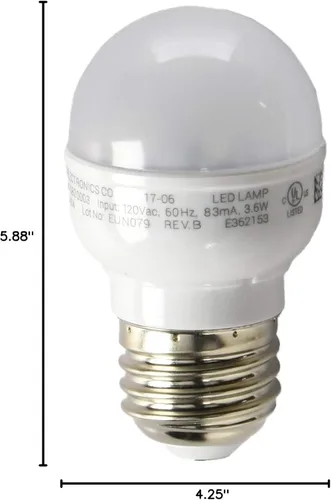 Miniatura 3 de Whirlpool 4396822 Bombilla original OEM para refrigeradores que reemplaza a 1059249, 2260802, AH971228, EA971228, PS971228, W10194423, W10311527 Luz