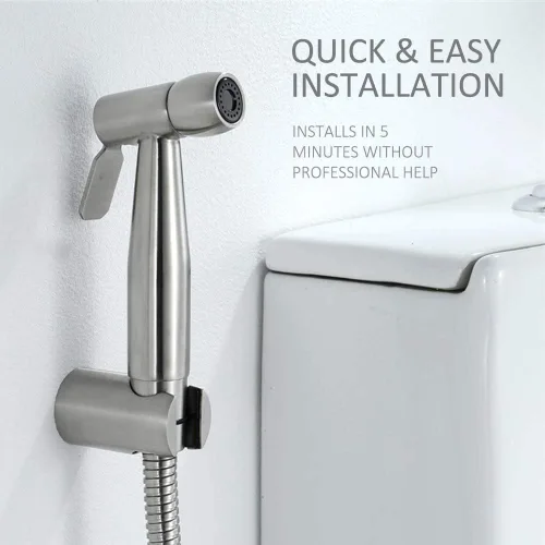 Miniatura 6 de Pulverizador de bidé de mano con manguera de ducha telescópica flexible de ABS de 59 pulgadas para limpieza de pañales de baño, baño de mascotas