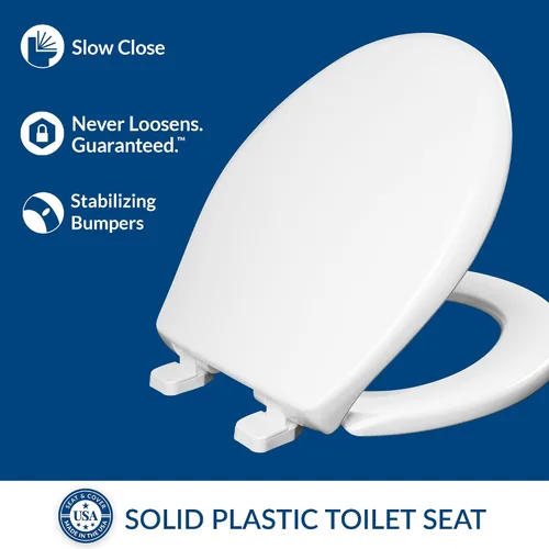 Miniatura 2 de Mayfair Collins - Asiento de inodoro de cierre lento, asiento de plástico duradero con parachoques de estabilidad adicional y bisagras seguras