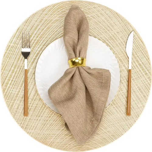 Miniatura 9 de U'Artlines Manteles individuales metálicos huecos de vinilo antideslizante con aislamiento térmico para mesa de cocina (21102 dorado, 6 unidades)