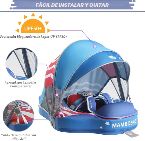 Miniatura 4 de Mambobaby Float Deluxe - Flotador de piscina para bebés: entrenador de natación seguro y cómodo para bebés y niños pequeños, diseño no inflable