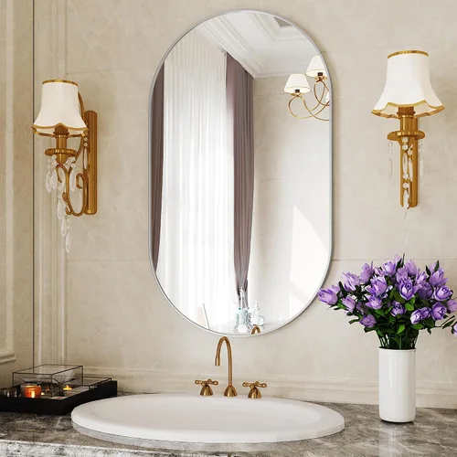 Miniatura 6 de Protylctaster Espejos ovalados, espejos ovalados de baño, espejo negro de 20 x 28 pulgadas, espejos decorativos de pared, espejos de baño para sobre