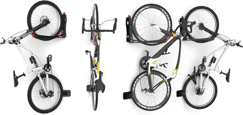 Miniatura 10 de TORACK BIKEPAL - Soportes giratorios para bicicletas para montar en la pared, para ahorro de espacio, ganchos verticales de pared para solución