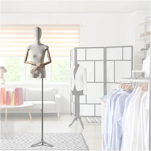 Adjustable Female Mannequin Dress Form - 56”-80” Height, Pinnable Sewing Torso with Detachable Head & Wooden Hands for Fashion Display, Tailoring &