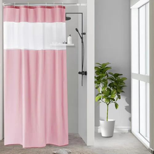 Miniatura 18 de UFRIDAY - Cortina de ducha de tela moderna en negro y blanco, 48 x 72 pulgadas, cortina de ducha de tela para baño y bañeras, lavable a máquina