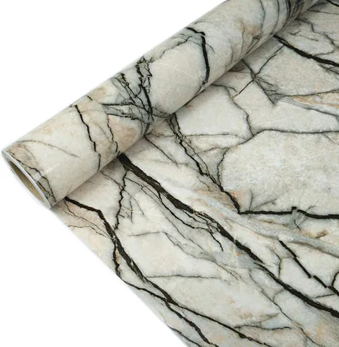 Miniatura 4 de Moyishi Vinilo autoadhesivo con aspecto de granito, película de mármol brillante, para encimera, despegar y pegar, 15.8 x 118 pulgadas (ámbar)