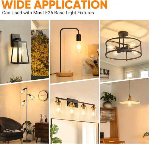 Miniatura 6 de WIHTU – Bombillas LED de filamento, bombillas LED Edison vintage brillantes de 6 W, bombillas de luz cálida ST58 de 2700 K con CRI 85+, base