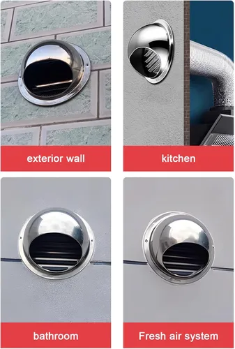 Miniatura 8 de Tapa de acero inoxidable 304 para chimenea, cubierta de ventilación de salida de aire de pared exterior, campana extractora, cubierta protectora