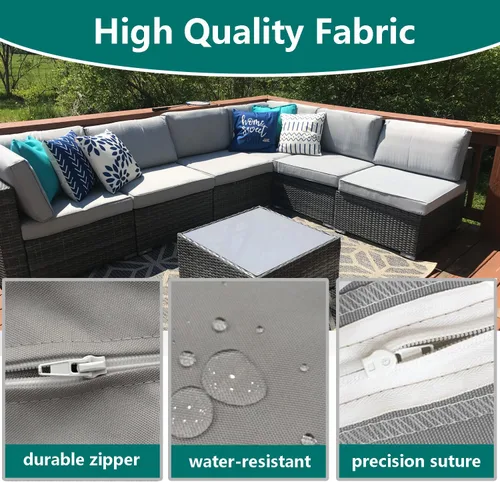 Miniatura 4 de FLYMEI Fundas para cojín de patio 24x22x4, funda impermeable para cojín de exterior, repuesto, paquete de 2, funda deslizante para cojín de asiento