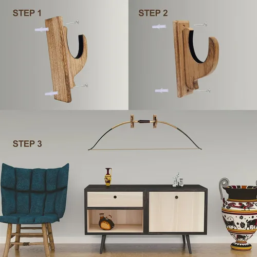 Miniatura 6 de Soporte de pared para pistolas, paquete de 4 estantes para pistolas de pared, ganchos de escopeta de pared, soportes de pared para pistolas, Marrón